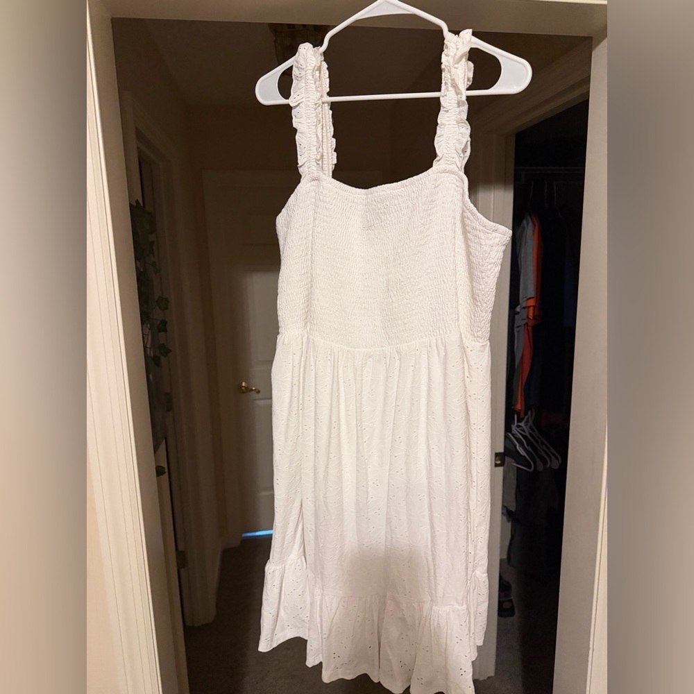 White Eyelet Smocked Sundress